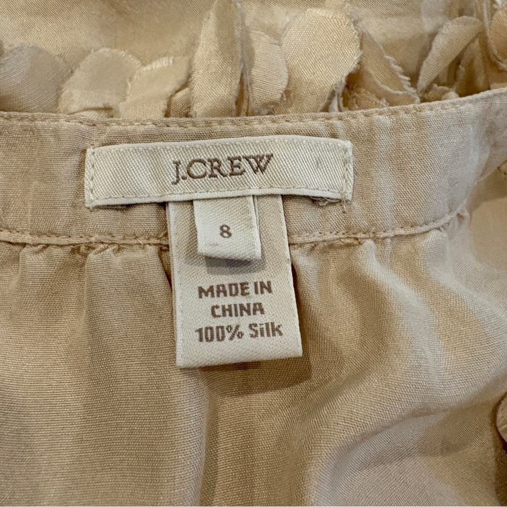 J. Crew Cream Silk Sleeveless Button Down Top with Floral Collar Size 8 - Picture 4 of 5